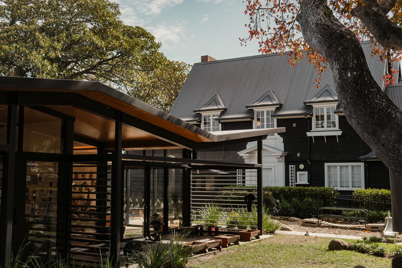 The Mill House and the new pavilion at Bear Park Hobsonville