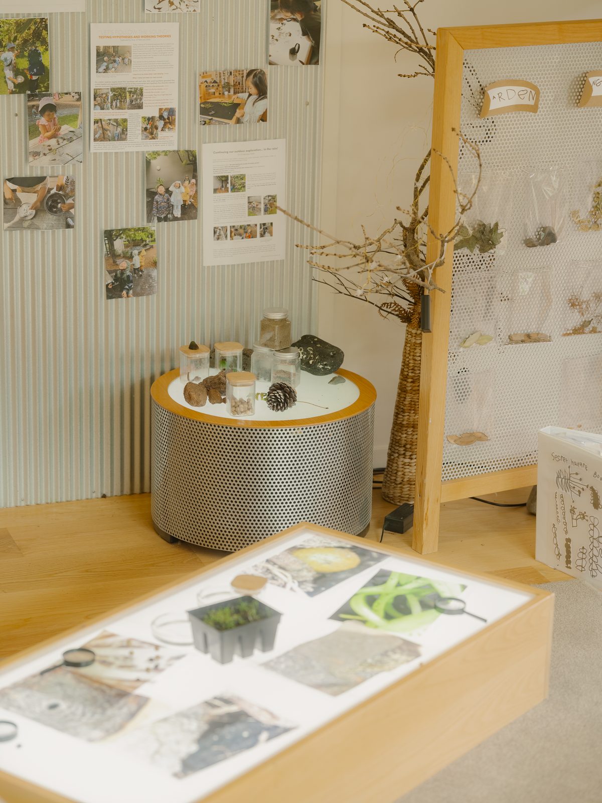 The atelier light table prepared for the morning